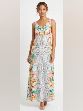 NWOT Victoria's Secret Tropical Floral V-Neck Swim Cover Up Maxi Dress SP